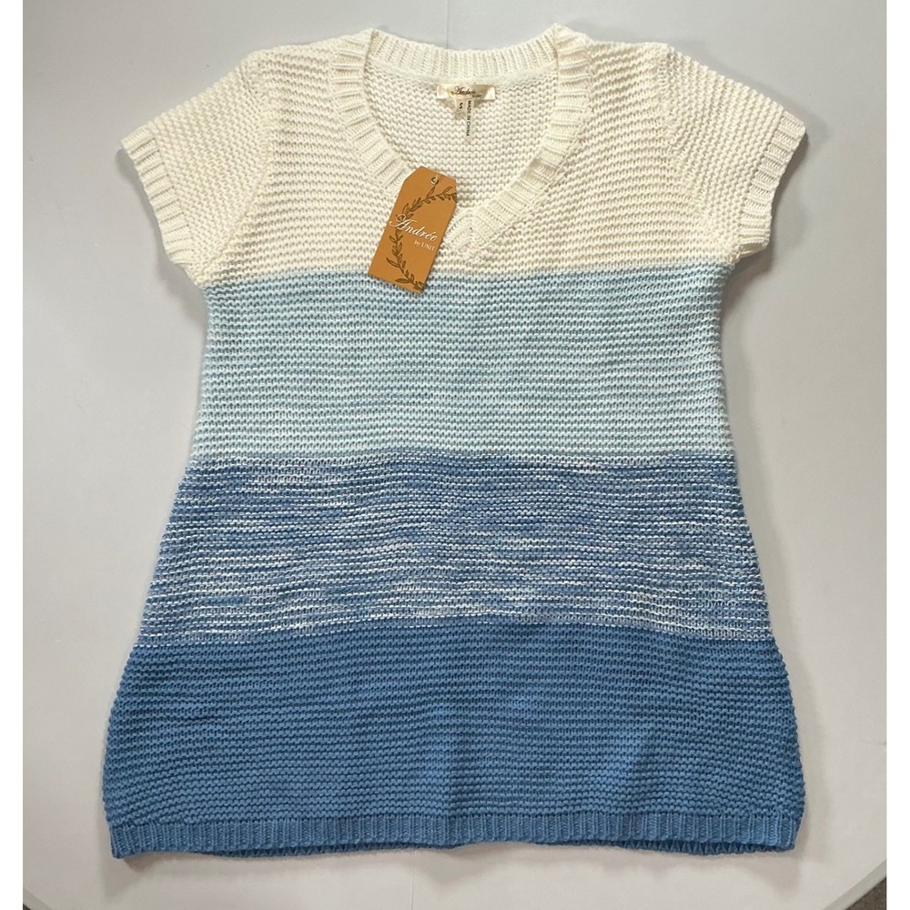 Andree by UNIT Sweater Cottagecore Fairy Women S Blue Ombre Colorblock V Neck
